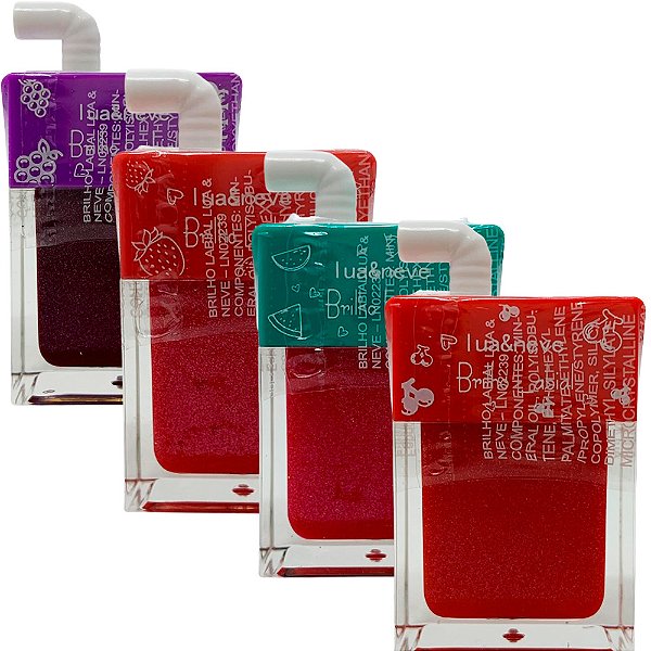 Brilho Labial Suco de Frutas Lua & Neve LN02239 - Kit c/ 04 unid