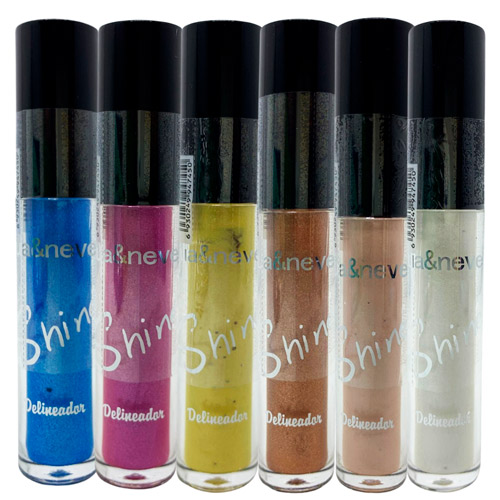 Delineador Líquido Colorido Shine Lua & Neve LN02195 - Kit c/ 06 unid