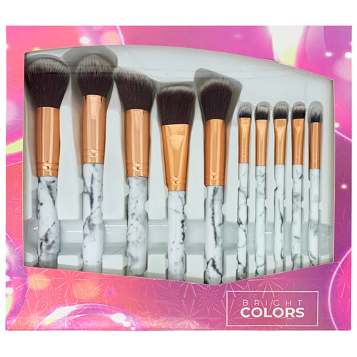Kit com 10 Pincéis para Maquiagem Bright Colors Bello Charme BC-214