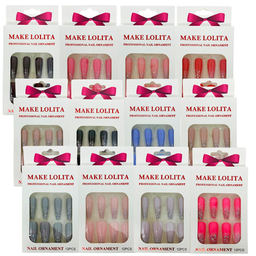 Unhas Postiças Autocolantes Bailarina Make Lolita ML1144 - Pcte c/ 12 unid