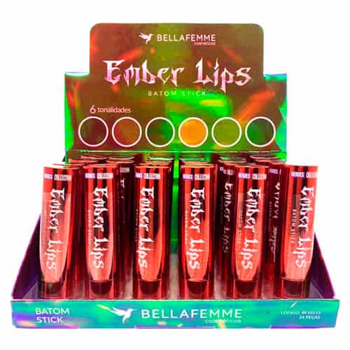 Batom Bastão Stick Ember Lips Heroes Collection Bella Femme BF10115 - Box c/ 24 unid