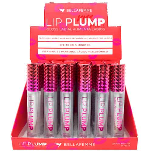 Gloss Labial Aumenta Lábios Lip Plump Bella Femme BF10121A - Box c/ 24 unid