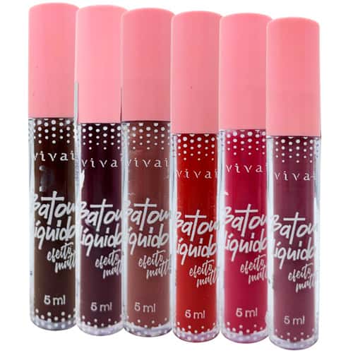 Batom Líquido Efeito Matte Vivai 3030.4.1 - Kit c/ 06 unid