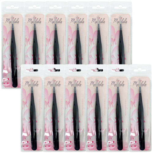 Pinça para Extensão de Cílios Mandala JJ-3402 - Pcte c/ 12 unid