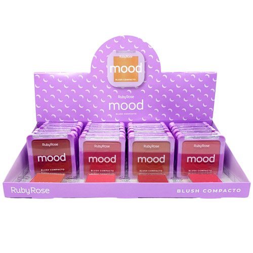 Blush Compacto Mood Ruby Rose HB-582 - Box c/ 24 unid