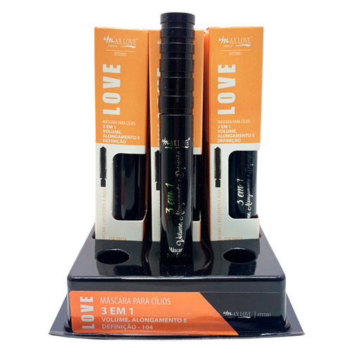 Máscara para Cílios Love 3 em 1 104 Max Love - Box c/ 24 unid