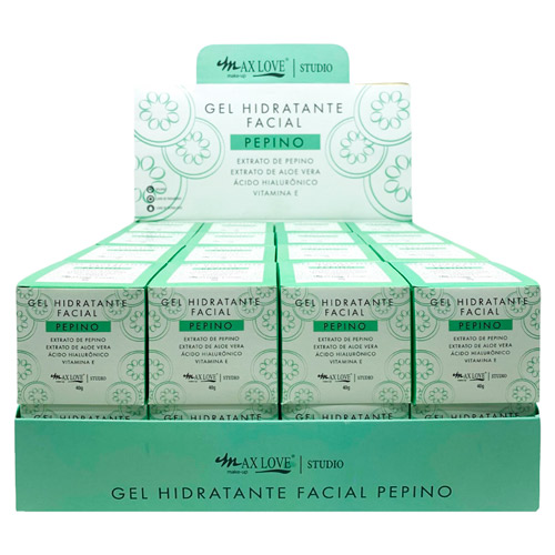 Gel Hidratante Facial Pepino 40g Max Love - Box c/ 32 unid