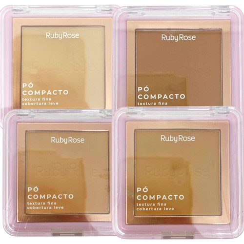 Pó Compacto Facial Grupo 01 Cores Claras Ruby Rose HB-858/G1 - Kit c/ 04 unid
