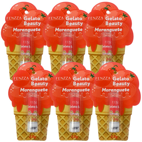 Batom Bastão Moranguete Gelato Beauty Fenzza FZ20027 - Kit c/ 06 unid