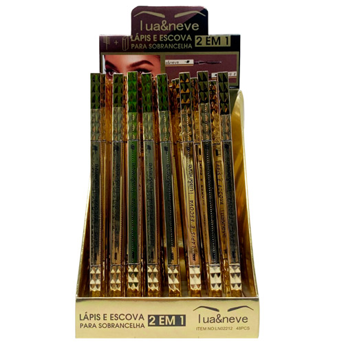 Lápis e Escova para Sobrancelha 2 em 1 Lua & Neve LN02212 - Box c/ 48 unid