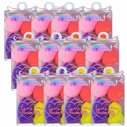 Kit com 04 Mini Esponjas para Maquiagem Qbela Manuela! QBM00514 - Pcte c/ 12 unid