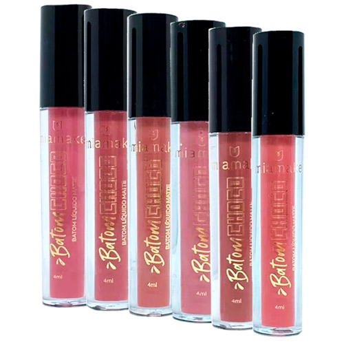 Batom Líquido Matte Choco Mia Make 323 - Kit c/ 06 unid