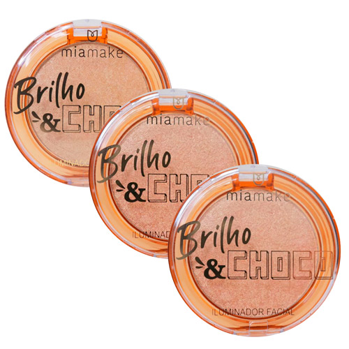 Iluminador Compacto Facial Brilho & Choco Mia Make 307 - Kit c/ 03 unid