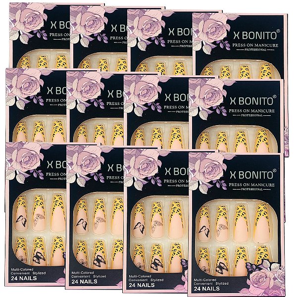 Unhas Postiças Autocolantes X Bonito LUA219-054-5-1 - Pcte c/ 12 unid