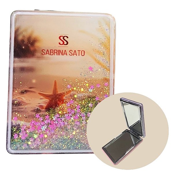 Espelho Portátil de Bolsa Estampado Quadrado Sabrina Sato SS5080
