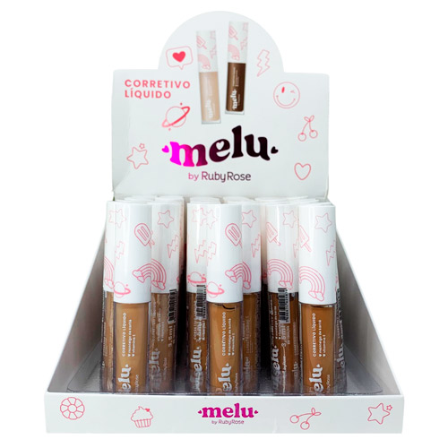 Corretivo Liquido Grupo 02 Cores Médias Melu Ruby Rose RR-1800/02 - Box c/ 36 unid