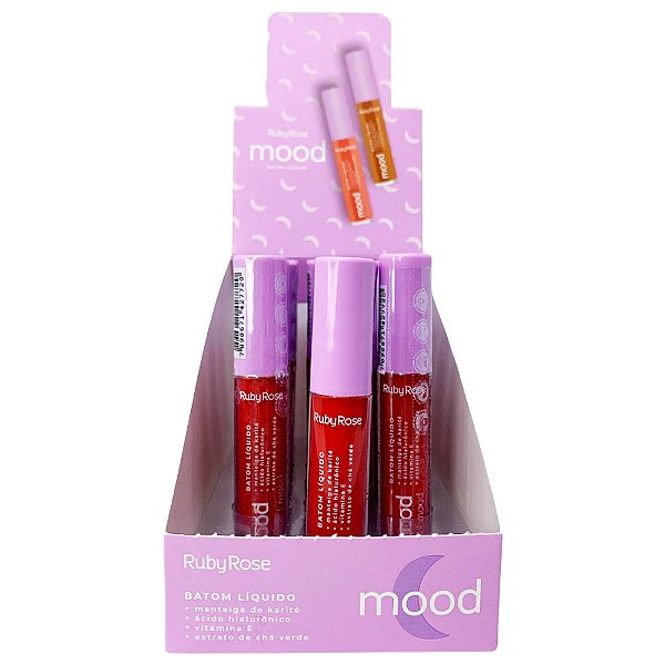 Batom Líquido Mood Fun 17 Ruby Rose HB-566-S17 - Box c/ 12 unid