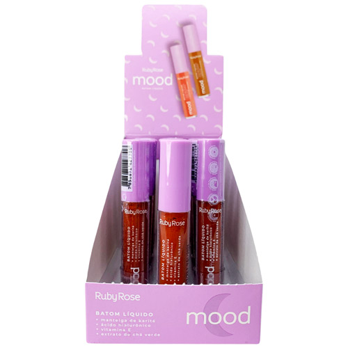 Batom Líquido Mood Triumph 15 Ruby Rose HB-566-S15 - Box c/ 12 unid