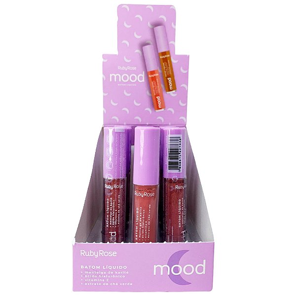 Batom Líquido Mood Happiness 08 Ruby Rose HB-566-S8 - Box c/ 12 unid