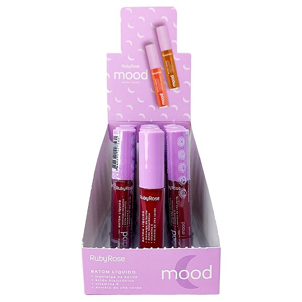 Batom Líquido Mood Desire 01 Ruby Rose HB-566-S1 - Box c/ 12 unid