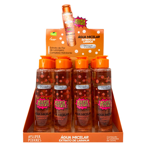 Água Micelar Facial Extrato de Laranja Super Poderes AMICSP04 - Box c/ 16 unid