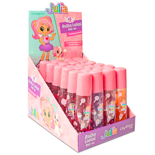 Brilho Labial Roll-on Infantil Julia City Girls CGK041 - Box c/ 24 unid