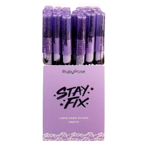 Lápis para Olhos Preto Stay Fix Ruby Rose HB-520 - Box c/ 24 unid