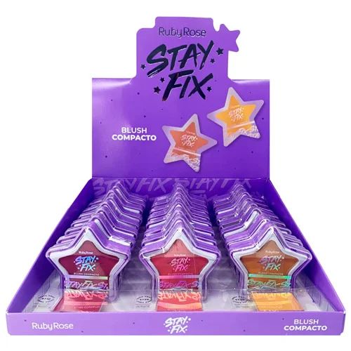 Blush Compacto Estrela Grupo 02 Stay Fix Ruby Rose HB-574-G2 - Box c/ 24 unid