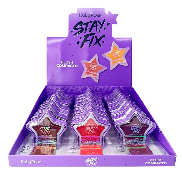 Blush Compacto Estrela Grupo 02 Stay Fix Ruby Rose HB-574-G2 - Box c/ 24 unid
