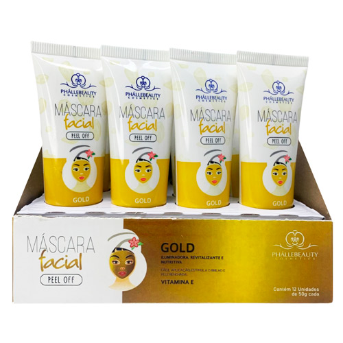 Máscara Facial Peel Off Gold Phállebeauty PH0049 - Box c/ 12 unid