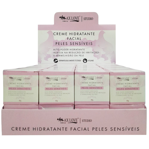 Creme Hidratante Facial Peles Sensíveis Max Love - Box c/ 32 unid