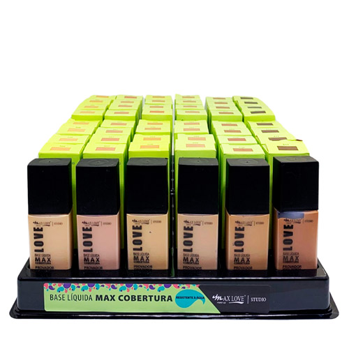 Base Líquida Max Cobertura Box 02 Cor 506 a 511 Max Love - Box c/ 48 unid