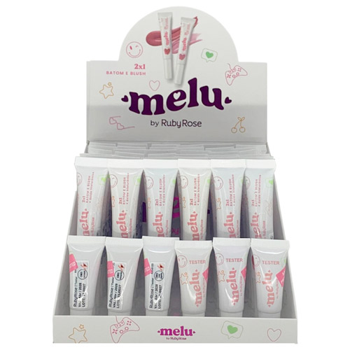 Batom e Blush 2x1 Grupo 01 Melu Ruby Rose RR-6120-1 - Box c/ 36 unid