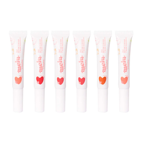 Batom e Blush 2x1 Grupo 01 Melu Ruby Rose RR-6120-1 - Kit c/ 06 unid