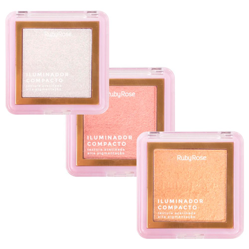 Iluminador Compacto Grupo 01 Ruby Rose HB-859/G1 - Kit c/ 03 unid