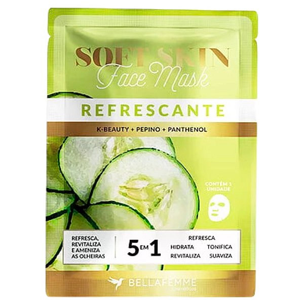 Máscara Facial Kbeauty Refrescante Soft Skin Bella Femme SS80024