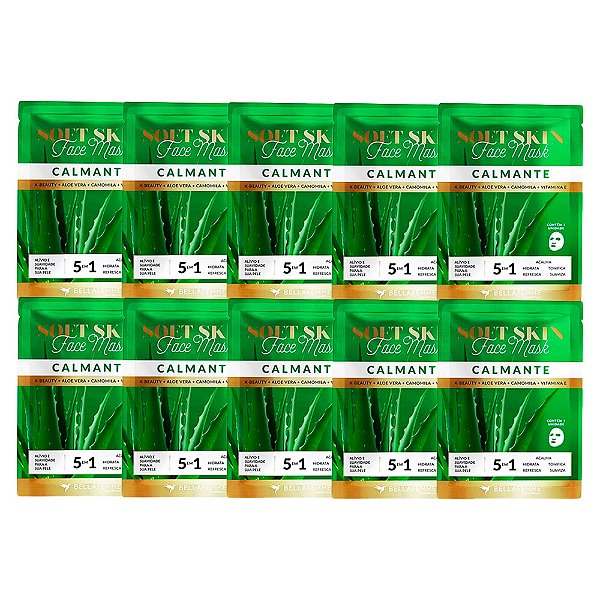 Máscara Facial Kbeauty Calmante Soft Skin Bella Femme SS80029 - Box c/ 10 unid