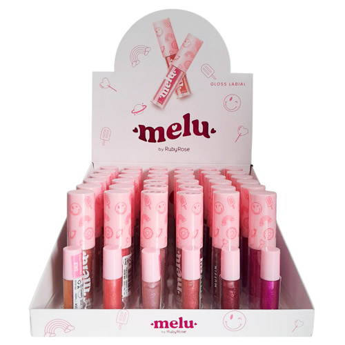 Gloss Labial Glitter Melu Ruby Rose RR-8235 - Box c/ 36 unid
