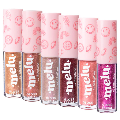 Gloss Labial Glitter Melu Ruby Rose RR-8235 - Kit c/ 06 unid