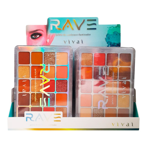 Paleta de Sombras e Iluminador Rave Vivai 4055.1.1 - Box c/ 12 unid