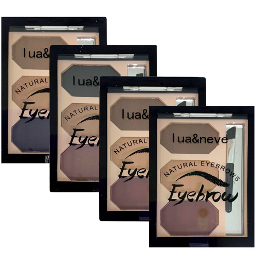 Paleta de Sombra para Sobrancelha Eyebrow 3 Cores Lua & Neve LN02190 - Kit c/ 04 unid