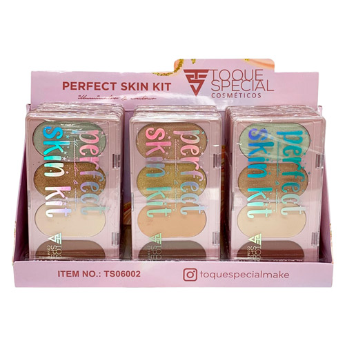 Paleta de Iluminador e Contorno Perfect Skin Toque Special TS06002 - Box c/ 24 unid