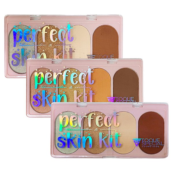 Paleta de Iluminador e Contorno Perfect Skin Toque Special TS06002 - Kit c/ 03 unid