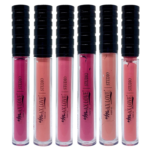 Batom Líquido Nude 24 Horas Box 03 Cor 313 ao 318 Max Love - Kit c/ 06 unid