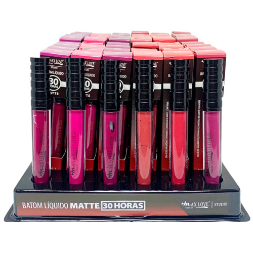 Batom Líquido Matte 30 Horas Box 02 Cor 606 ao 611 Max Love - Box c/ 48 unid
