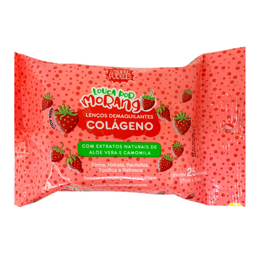 Lenço Demaquilante Colágeno Louca por Morango Super Poderes LDSP07