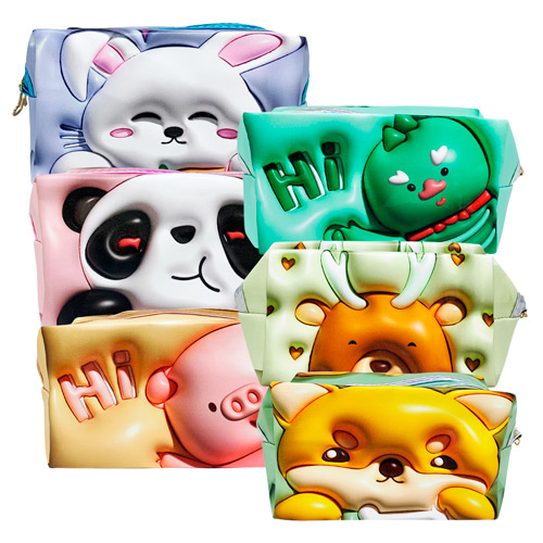 Necessaire Estojo Estampada Bichinhos LUX210-051-7-(7-1) - Kit c/ 06 unid