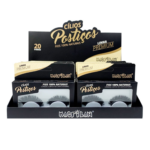Cílios Postiços Fios 100% Naturais Linha Premium Macrilan CL7-2 - Box c/ 20 unid