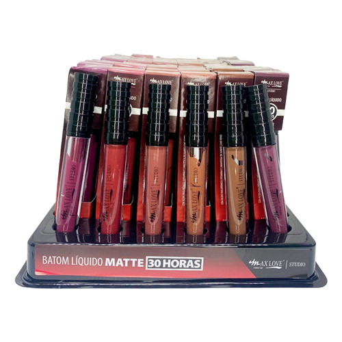 Batom Líquido Matte 30 Horas Box 03 Cor 612 ao 617 Max Love - Box c/ 48 unid