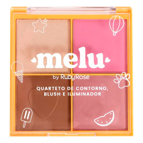 Quarteto de Contorno, Blush e Iluminador Melu Ruby Rose HB-7531/2